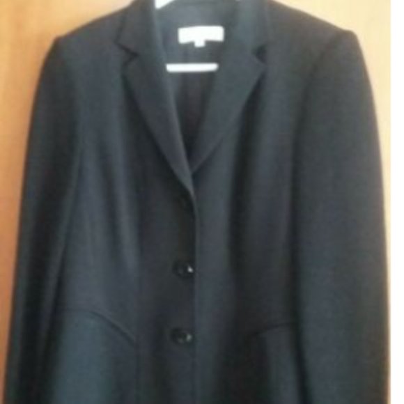 VINTAGE🌻 ESCADA 90s Classic Black Wool BlazerJacket Knit Sleeves Tailored - Picture 1 of 11